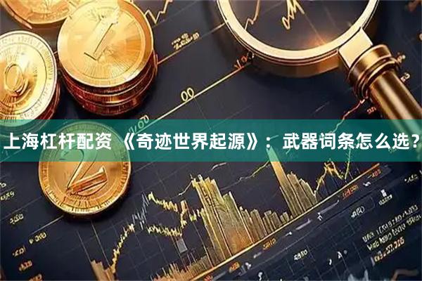 上海杠杆配资 《奇迹世界起源》：武器词条怎么选？